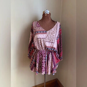 Andree by unit blouse, peplum hippie boho top, patchwork shirt